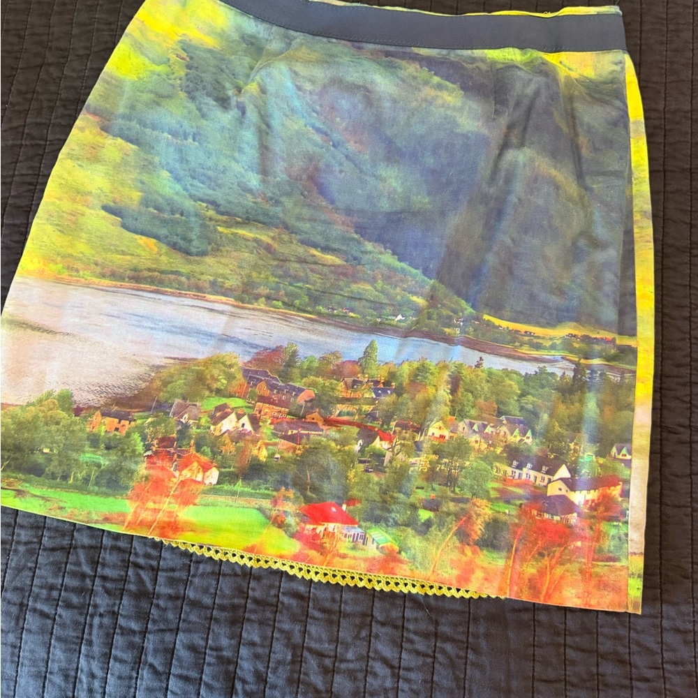 Meadow Rue Scenic Mini Skirt in Multicolor Landscape Print